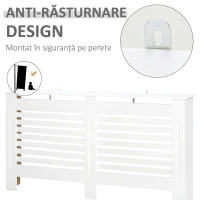 HOMCOM Masca pentru calorifer cu lamele și raft pentru depozitare, din lemn, 172x19x81 cm, Alb(m-5)