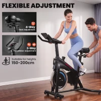 SPORTNOW Exercise Bike, Indoor Stationary Bike with Smart APP, 0-100% Magnetic Resistance, Adjustable Seat & Handlebars, Wheels(m-7)