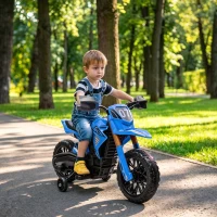 AIYAPLAY Moto Eléctrica para Niños de +3 Años Moto de Batería para Niños 12V con Ruedas Auxiliar y Bocina Carga 30 kg Azul(m-2)