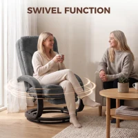 HOMCOM Swivel Recliner Chair, Velvet Recliner Armchair with Retractable Footrest, Dual-Layer Cushion, High Back, Dark Grey(m-5)