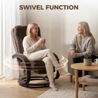 HOMCOM Swivel Recliner Chair, Velvet Recliner Armchair with Retractable Footrest, Dual-Layer Cushion, High Back, Dark Brown(m-5)