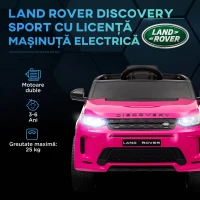 AIYAPLAY Mașină Electrică Copii cu Licență Land Rover Discovery, cu Faruri, Claxon și Centură, din Plastic și Metal, 106x65,5x51 cm, Roz(m-4)