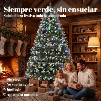 HOMCOM Árbol de Navidad 220 cm con 400 Luces LED 11 Modos Mando a Distancia 1378 Puntas Base Metálica Plegable Verde(m-4)