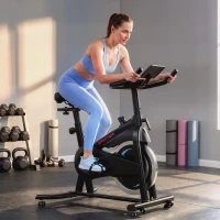 SPORTNOW Vélo d'Appartement Vélo Biking Connecté avec App Zwift et Kinomap Magnétique Silencieux Écran LCD 98 x 57 x 120 cm Noir(m-16)