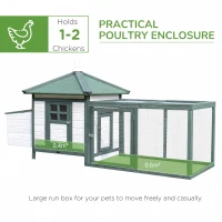 PawHut Chicken Coop, Small Animal Pet cage w/ Nesting Box, Wooden Outdoor Run, Green(m-4)