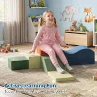AIYAPLAY Kids Soft Play Set, 6PCS Foam Climbing Blocks with Non-Slip Base, Indoor Soft Playground for Climbing and Crawling(m-5)
