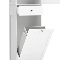 HOMCOM Smalle badkamerkast met kantelbaar wasvak, 180 cm, wit(m-13)