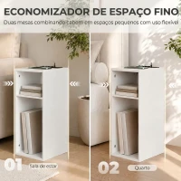 HOMCOM Conjunto de 2 Mesas de Apoio com Estação de Carregamento, 2 Tomadas, 2 Portas USB e 2 Espaços Abertos, Branco(m-5)