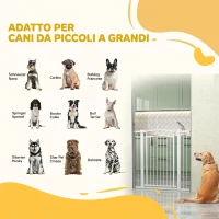 PawHut Cancelletto di Sicurezza per Cani da Interno con 2 Estensioni 76-104 cm, per Corridoio e Scale, Bianco(m-3)