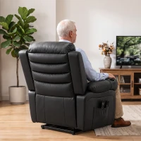 HOMCOM Sillón Relax Reclinable Eléctrico Levanta Personas con Masaje Vibratorio y Calor Puerto USB Control Remoto Negro(m-8)