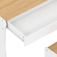 AIYAPLAY Bureau et Chaise pour Enfant 2 Pièces, Ensemble Table d'Activité avec Tiroir, 3 à 8 Ans, Blanc et Bois Naturel(m-11)