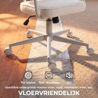 HOMCOM Bureaustoel van Sherpa-fleece, draaistoel met 360° draaifunctie, kantelfunctie, in hoogte verstelbaar, met PU-wielen, crèmewit(m-8)