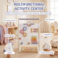 AIYAPLAY Wooden Baby Walker, Montessori Push Along Toy with 5 Blocks and Xylophone Mallet, Adjustable Speed for Toddlers 1.5-3Y(m-5)