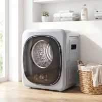 HOMCOM 4kg Vented Tumble Dryer with 5 Drying Mode, 800W Compact Freestanding Front Tumble Dryer, Silver(m-9)