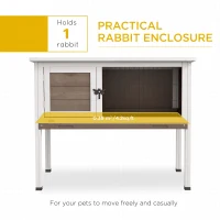PawHut Wooden Guinea Pig Hutch, Small Animal Cage with Slide-out Tray, Openable Asphalt Roof, 84 x 43 x 70cm, Brown(m-4)