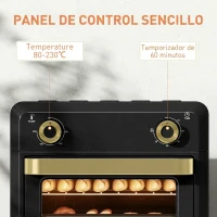 HOMCOM Horno Freidora de Aire 10 L con 2 Mandos Convección 360° Temperatura hasta 230 °C Temporizador 60 Min Bandeja y Cesta(m-6)