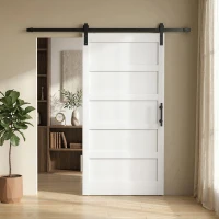 HOMCOM Porta Scorrevole Esterna Muro 106.7x213.4 cm, Porta da Interno Stile Industriale Shaker, Silenziosa, Impermeabile, Bianco(m-2)