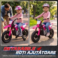 AIYAPLAY Motocicletă electrică pentru copii 3+ ani, licență Honda CRF 450R, 12V, baterie litiu, cu suspensii, roz(m-6)