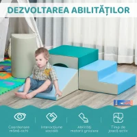 HOMCOM Set 4 Blocuri de Construcții Moi pentru Copii cu Vârsta de 1-3 Ani, Modulabile, Multicolor(m-4)