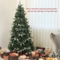 HOMCOM Brad de Crăciun înzăpezit cu 850 de ramuri și design pe secțiuni, din plastic și oțel, Ø110x180 cm, verde(m-4)