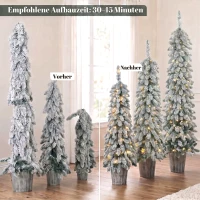 HOMCOM 3er-Set beschneite künstliche Weihnachtsbäume, vorbeleuchtet mit PVC-Zweigspitzen und warmweißen LED-Lichtern(m-7)
