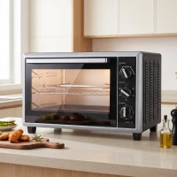 HOMCOM Mini-Four Électrique avec Broche Rotative 46L 1800W, Four à Convection Multifonction, Chaleur Tournante, Minuterie, Noir(m-2)