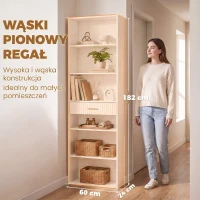 HOMCOM Estante para Livros Alta e Estreita, Estante de 7 Níveis com Gaveta, 6 Compartimentos Abertos, 60x24x182 cm, Branco(m-5)
