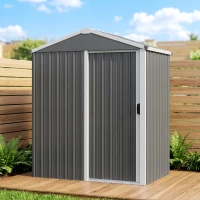 Outsunny Abri de Jardin en Métal 1,2 m², Cabane Jardin Extérieure, Porte Coulissante Verrouillable, 136x87x176cm, Gris Clair(m-2)