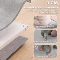 AIYAPLAY Alfombra Infantil, 127x127 cm, Colchoneta de Espuma 3 cm, Franela Suave, Antideslizante, Resistente al Agua, Gris Claro(m-4)