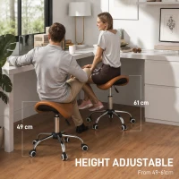 HOMCOM Rolkruk In Hoogte Verstelbaar 49-61 cm Praktijkkruk 360° Draaibaar Kruk Bureaukruk Voor Kantoor Salon Massage Spa Roze(m-4)