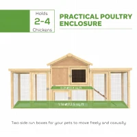 PawHut Large Chicken Coop, Wooden Outdoor Chicken Cage Poultry Hen House with Nesting Box(m-4)