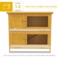 PawHut Double Decker Rabbit Hutch 2 Tier Guinea Pig House Pet Cage Outdoor with Sliding-out Tray, 97 x 44 x 91cm, Yellow(m-5)