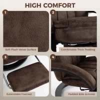 HOMCOM Swivel Recliner Chair, Velvet Recliner Armchair with Retractable Footrest, Dual-Layer Cushion, High Back, Dark Brown(m-6)
