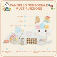 AIYAPLAY Busy Board Montessori in Legno da Parete per Bambini 1.5-6 Anni a Tema Coniglietto Pasquale, Bianco(m-4)