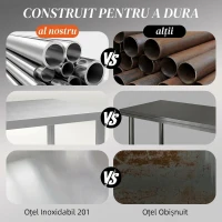 HOMCOM Masă de lucru pentru garaj din oțel inoxidabil, cu 2 rafturi, 100 kg, 90x60x86 cm, argintie(m-4)