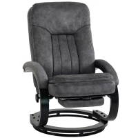 HOMCOM Swivel Recliner Chair, Velvet Recliner Armchair with Retractable Footrest, Dual-Layer Cushion, High Back, Dark Grey(m-15)