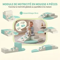 AIYAPLAY Parcours Motricité Bébé 4PCS, Motricité Bébé en Mousse EPE, Antidérapante, 1-3 Ans, 80 x 80 x 20 cm, Vert Clair(m-4)