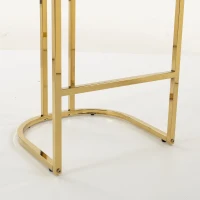HOMCOM Bar Stools Set of 2 with Backrest, Footrest, Gold Electroplated Legs for Kitchen Island, Dining Room, Cream White(m-13)