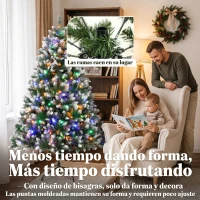HOMCOM Árbol de Navidad 180 cm con 350 Luces LED 11 Modos Mando a Distancia 1020 Puntas Base Metálica Plegable Verde(m-7)