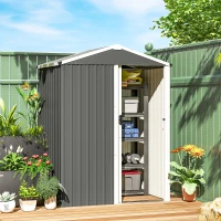 Outsunny Abri de Jardin en Métal 1,2 m², Cabane Jardin Extérieure, Porte Coulissante Verrouillable, 136x87x176cm, Gris Clair(m-15)