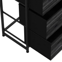 HOMCOM Chest of Drawers, Bedroom Fabric Dresser with 7 Drawers, Storage Organiser Unit with Open Shelves, Black Wood-Effect(m-13)