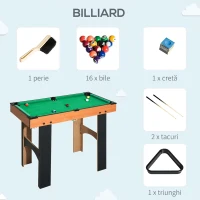 HOMCOM Masă Multijoc 4 în 1 cu Fotbal de Masă, Hochei de Masă, Ping Pong și Biliard din MDF, 92x78x80cm(m-6)