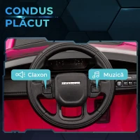 AIYAPLAY Mașină Electrică Copii cu Licență Land Rover Discovery, cu Faruri, Claxon și Centură, din Plastic și Metal, 106x65,5x51 cm, Roz(m-5)