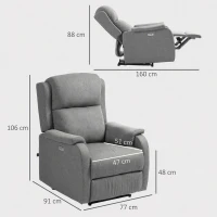 HOMCOM Sillón Relax Eléctrico Reclinable con Puerto USB, Gris Oscuro(m-3)