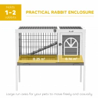 PawHut Wooden Rabbit Hutch, Guinea Pig Cage, with Removable Tray, Openable Roof, Grey(m-4)