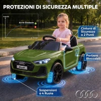 AIYAPLAY Macchina Elettrica per Bambini 12V Audi A5L con Telecomando, 2 Motori e Telecomando, Verde(m-7)