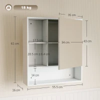 HOMCOM Bathroom Mirror Cabinet, Wall-Mounted Bathroom Cabinet with Mirror Door, Adjustable Shelves, White(m-3)