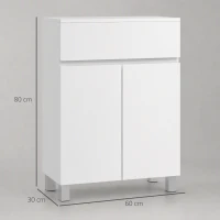 kleankin Mobile Bagno Lucido, Mobiletto Bagno Salvaspazio con Cassetto e Ripiano Regolabile, 60x30x80cm, Bianco(m-3)
