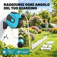 DURHAND Avvolgitubo Automatico a Parete con 7 Modalità di Irrigazione, in Plastica, 44x22.5x41 cm, Nero e Verde(m-4)