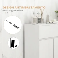 kleankin Mobile Bagno Lucido, Mobiletto Bagno Salvaspazio con Cassetto e Ripiano Regolabile, 60x30x80cm, Bianco(m-6)